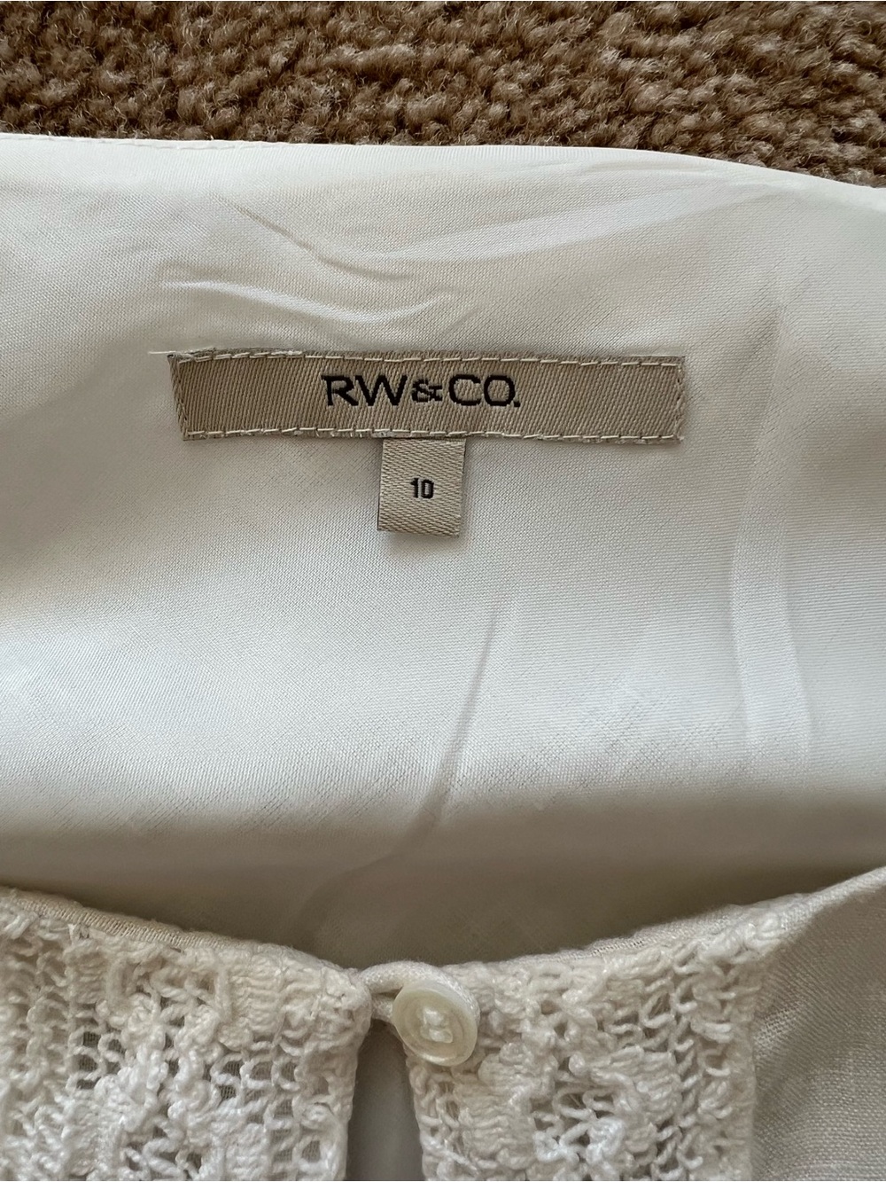 RW&CO. White Cream Crochet Trim Linen Dress - Picture 6 of 8